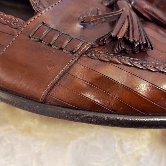 Vintage Bragano Mens Italian Leather Tassel Loafers Dress Shoes 10M - Picture 15 of 16